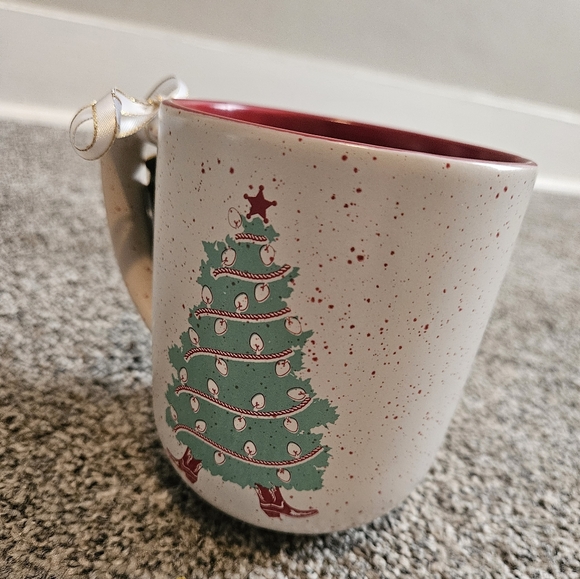 Cowboy Christmas Tree Mug Cowboy Boots Red Green NWT - Picture 2 of 3